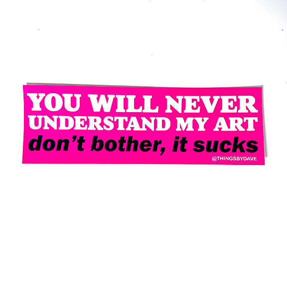 YOU WILL NEVER UNDERSTAND MY ART